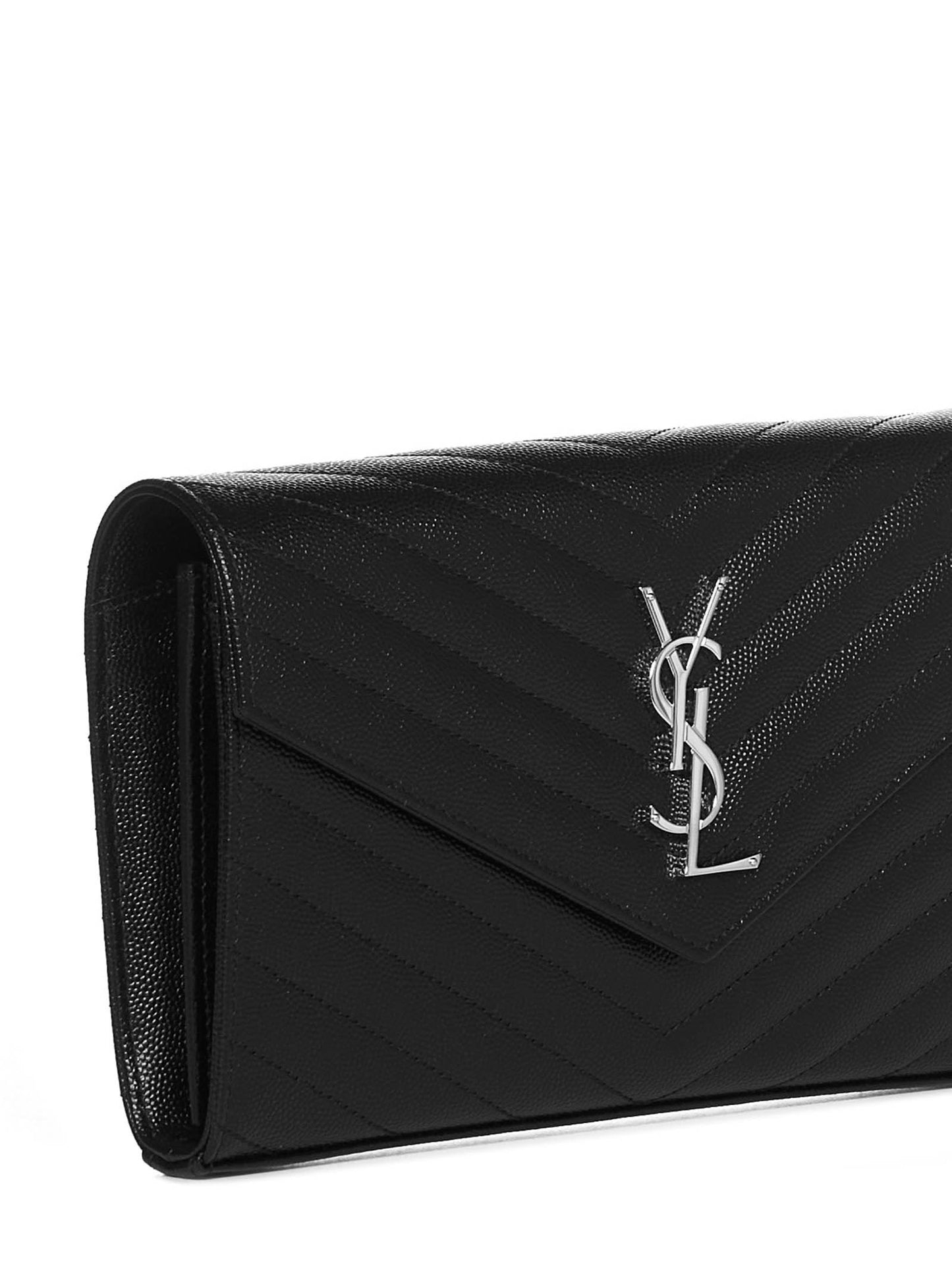 Clutch in pelle trapuntata con logo YSL