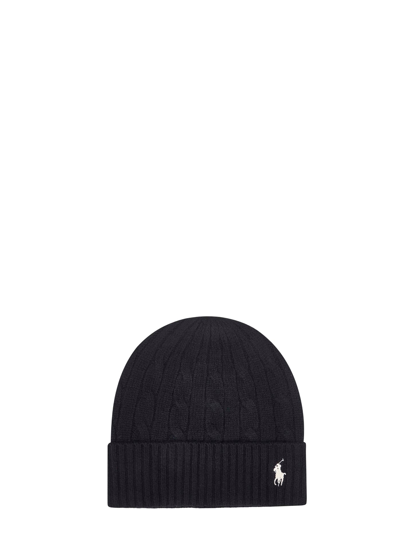 Black cable-knit wool and cashmere beanie