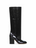 Black polished leather Trunkaroo knee-high boots