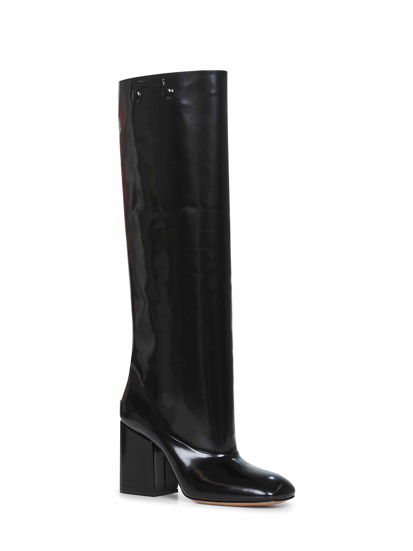 Black polished leather Trunkaroo knee-high boots