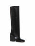 Black polished leather Trunkaroo knee-high boots