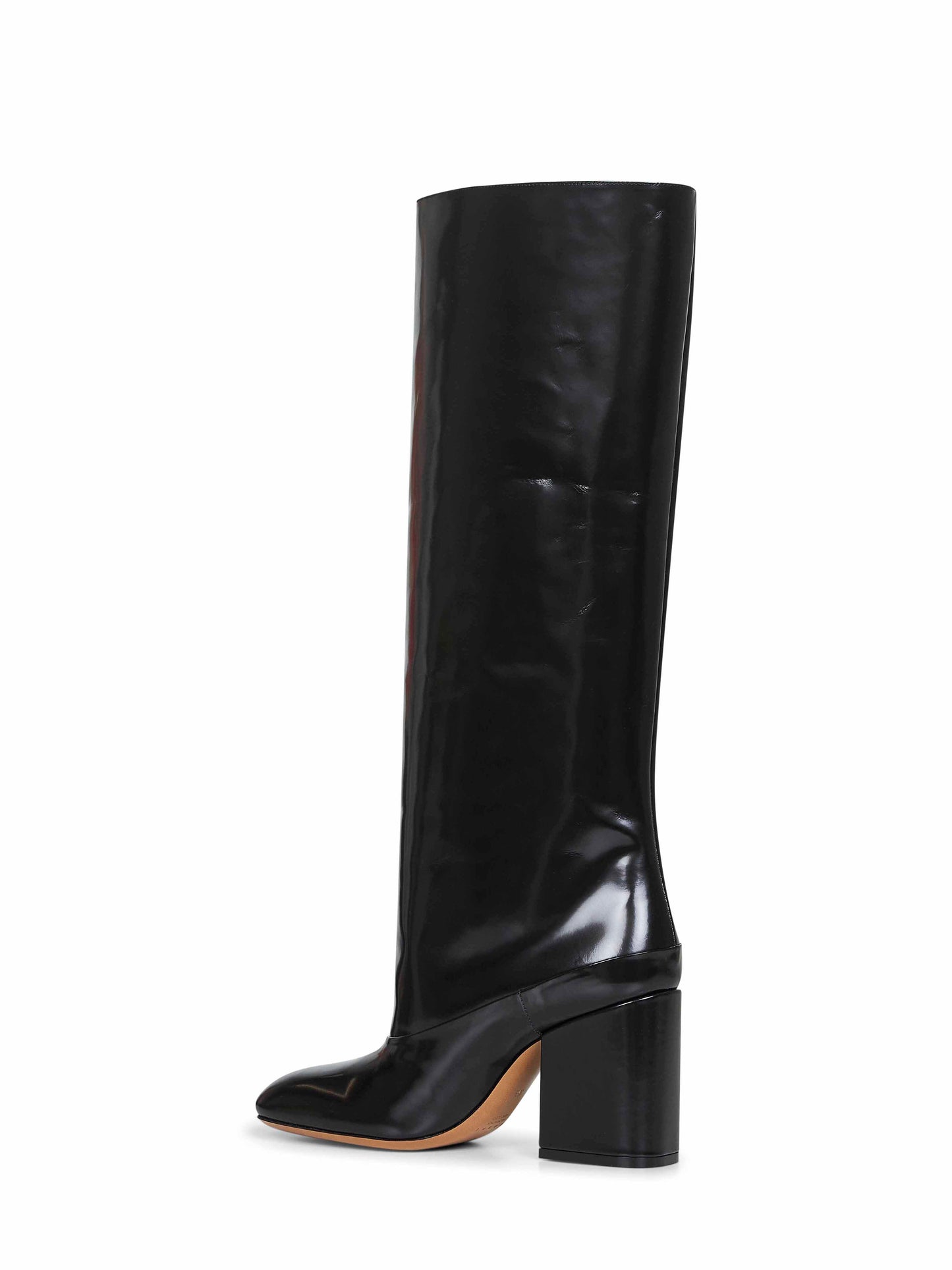 Black polished leather Trunkaroo knee-high boots