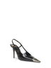 Black glazed leather Jeanne slingback pumps