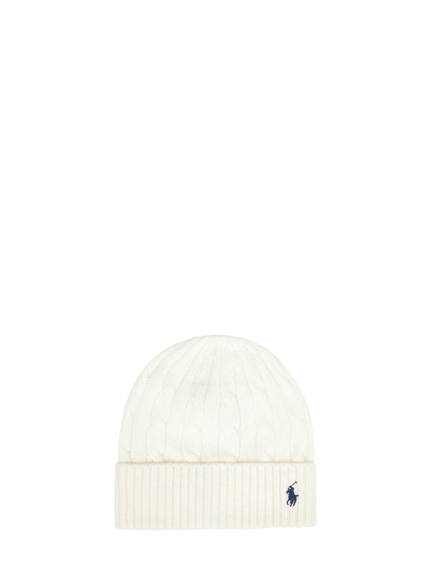 Berretto in lana e cashmere a trecce panna