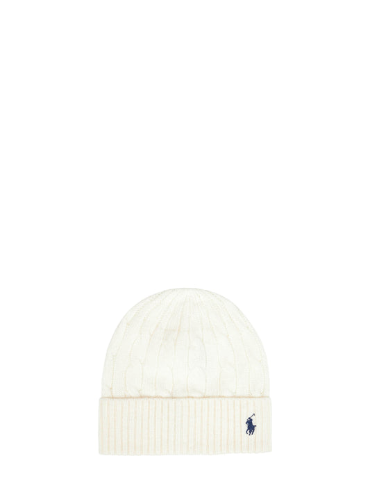 Cream cable-knit wool and cashmere beanie