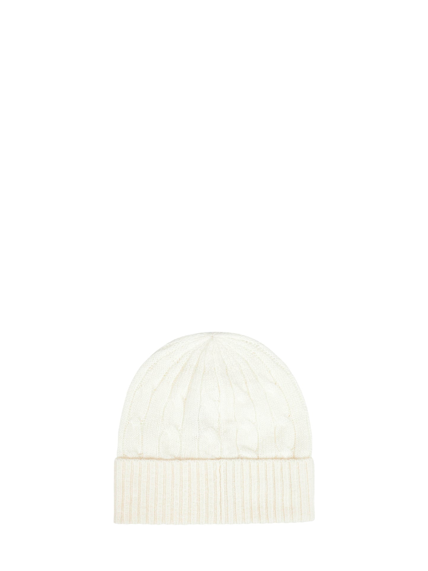 Berretto in lana e cashmere a trecce panna