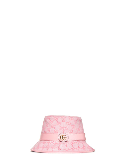Pink GG Jacquard Cotton-Blend Canvas Hat