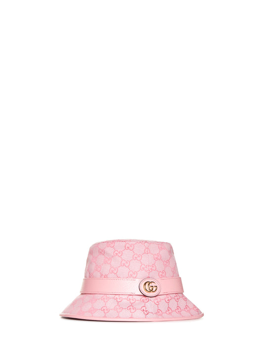 Pink GG Jacquard Cotton-Blend Canvas Hat