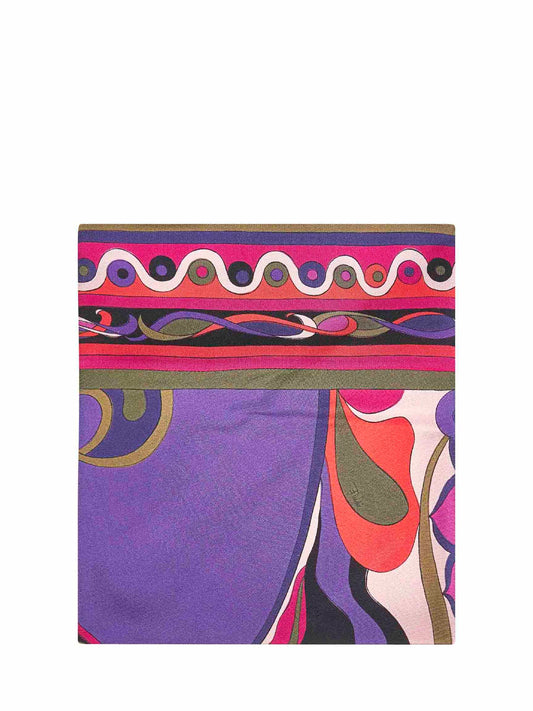 Foulard a triangolo in twill di seta stampa Orchidee