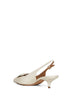 Ivory nappa leather bow slingback pumps