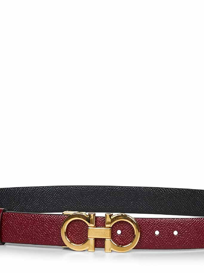 Burgundy leather Gancini reversible belt