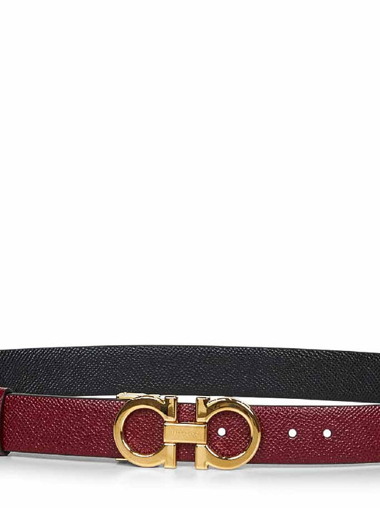 Cintura reversibile Gancini in pelle borgogna