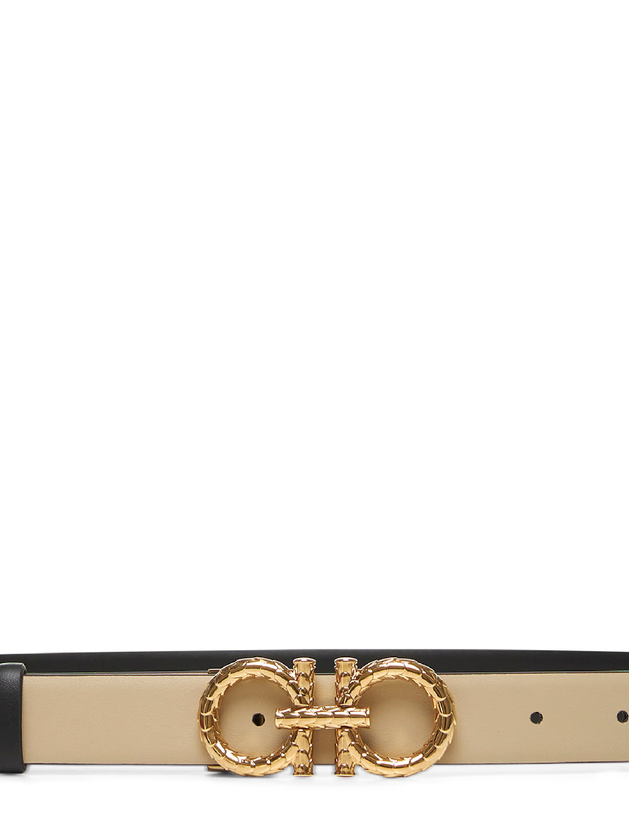 Black reversible Gancini belt