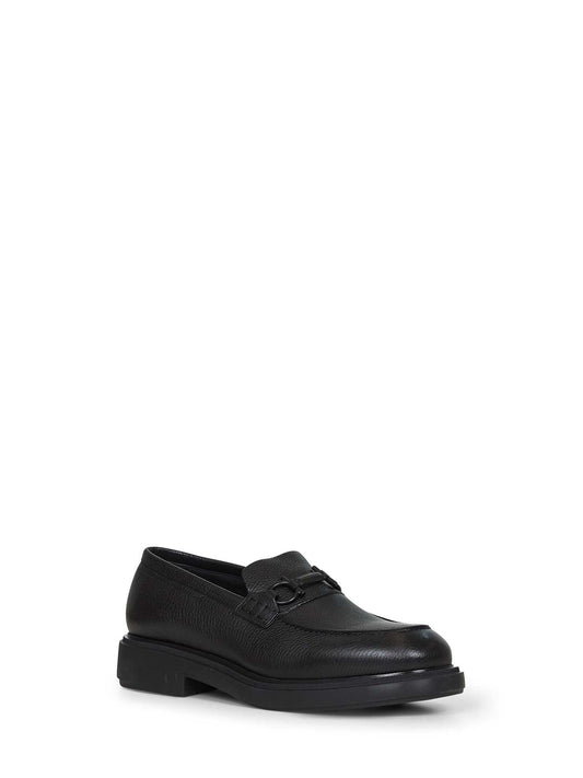 Black calfskin Gancini loafers