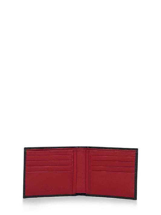 Black hammered calfskin Gancini wallet