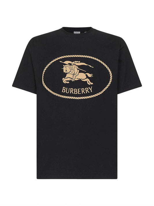 Black cotton Knight Stamp T-Shirt