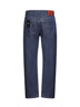 Blue cotton denim straight five-pocket jeans