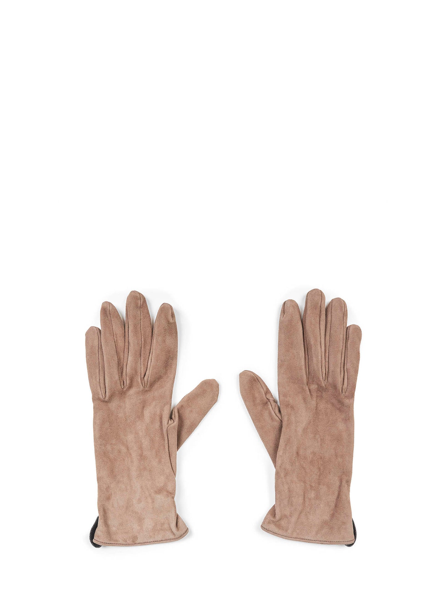 Guanti in pelle scamosciata tortora con monile