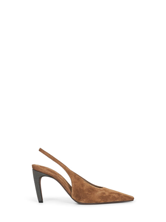 Light brown suede Precious Heels slingback