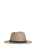 Grey felt fedora with leather and monili band