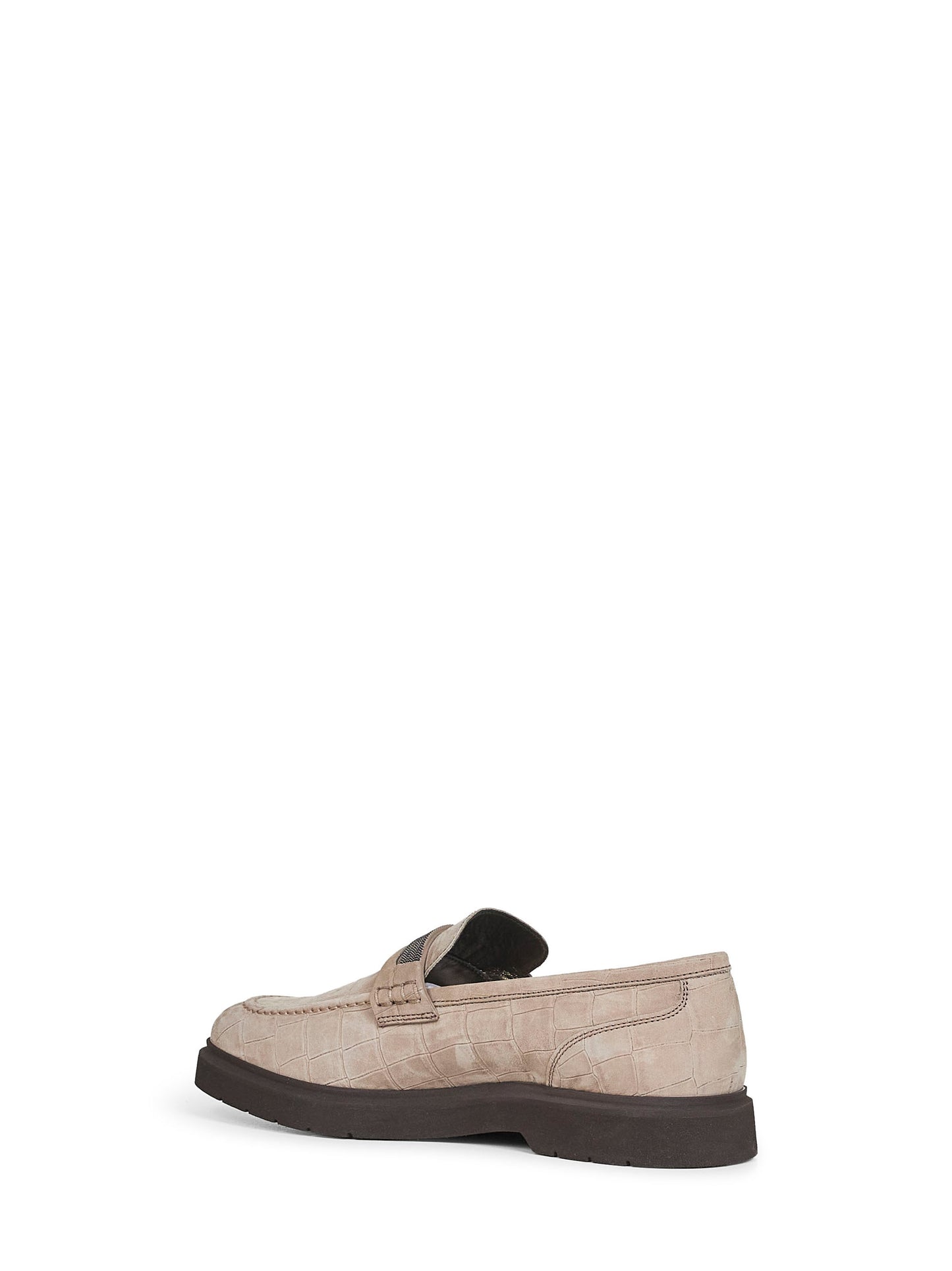 Grey Croc Print nubuck Penny Loafer