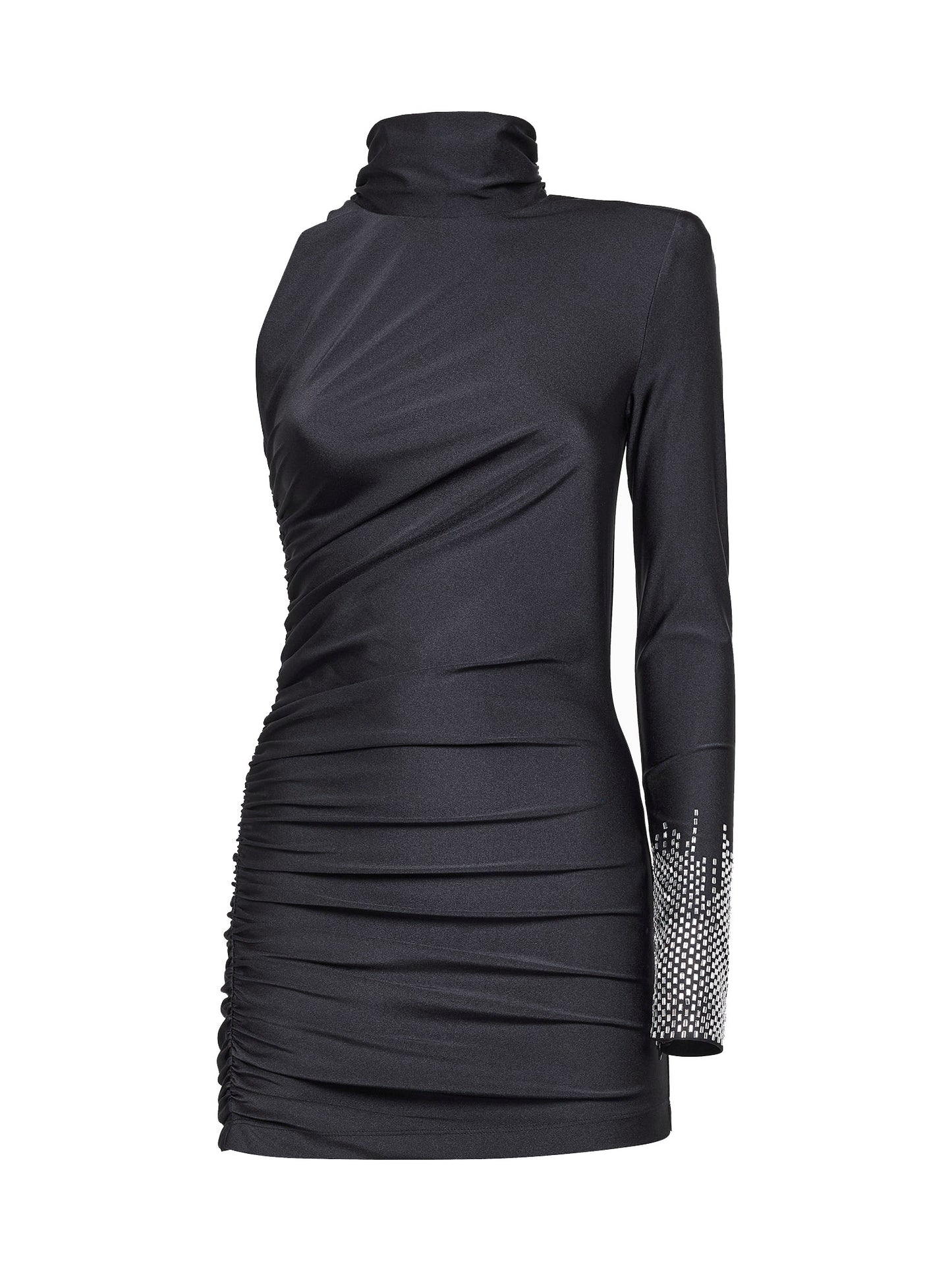 ALINA' | Black lycra hotfixed one-shoulder minidress | Women | 40 ALINA' | Black lycra hotfixed one-shoulder minidress | Women | 40