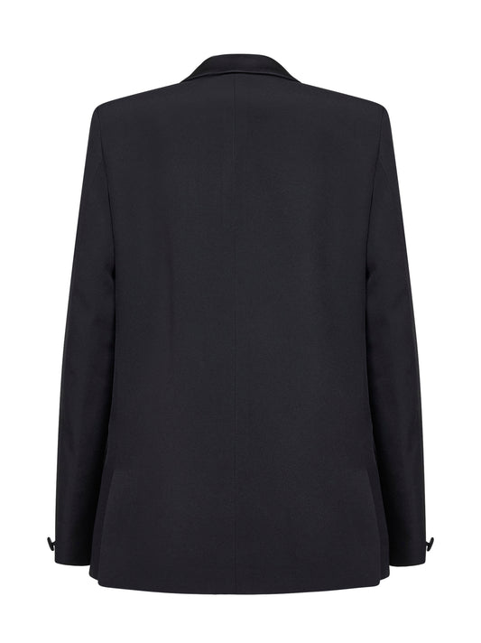 Black enver satin oversized double-breasted blazer