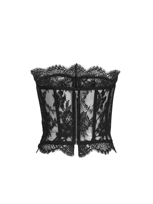 Bustier in pizzo chantilly nero