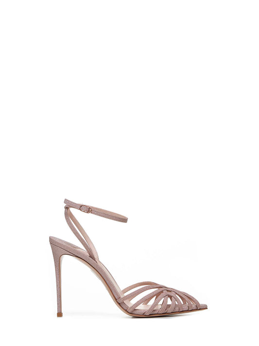 Embrace sandals in lamé fabric