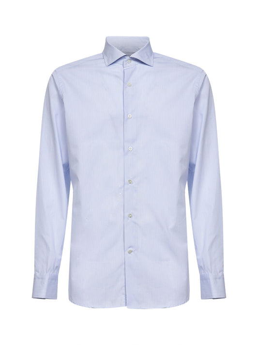 White striped cotton poplin shirt