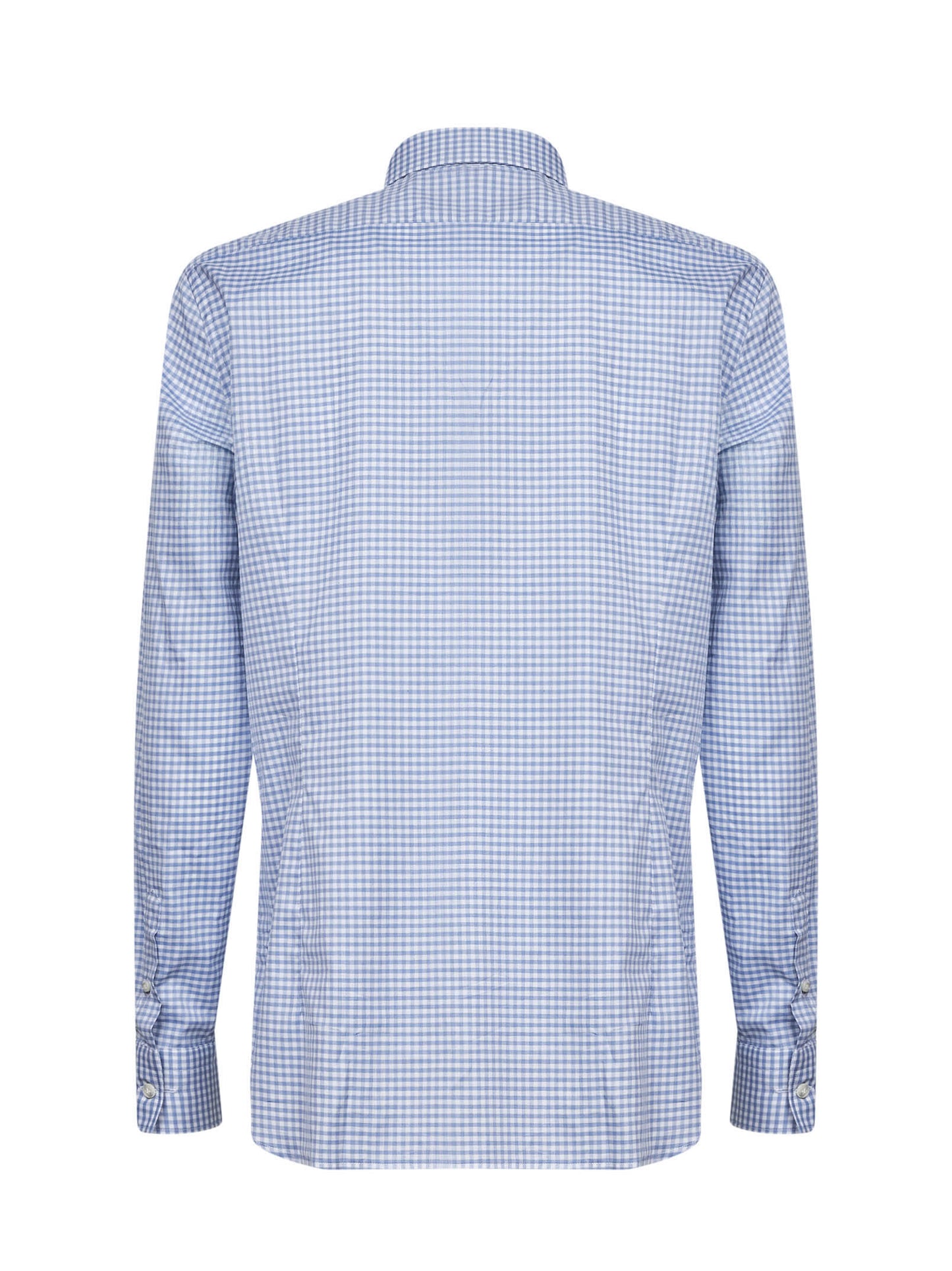 Light blue checked cotton poplin shirt