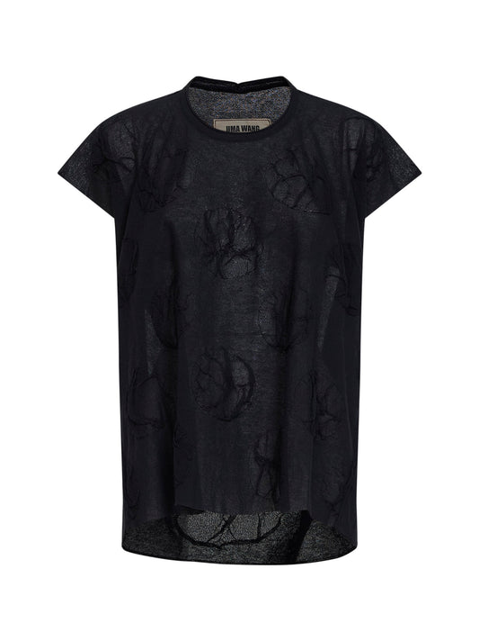 Black polka dot fine knit top