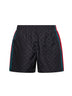 Black GG print nylon swim shorts with Web detail