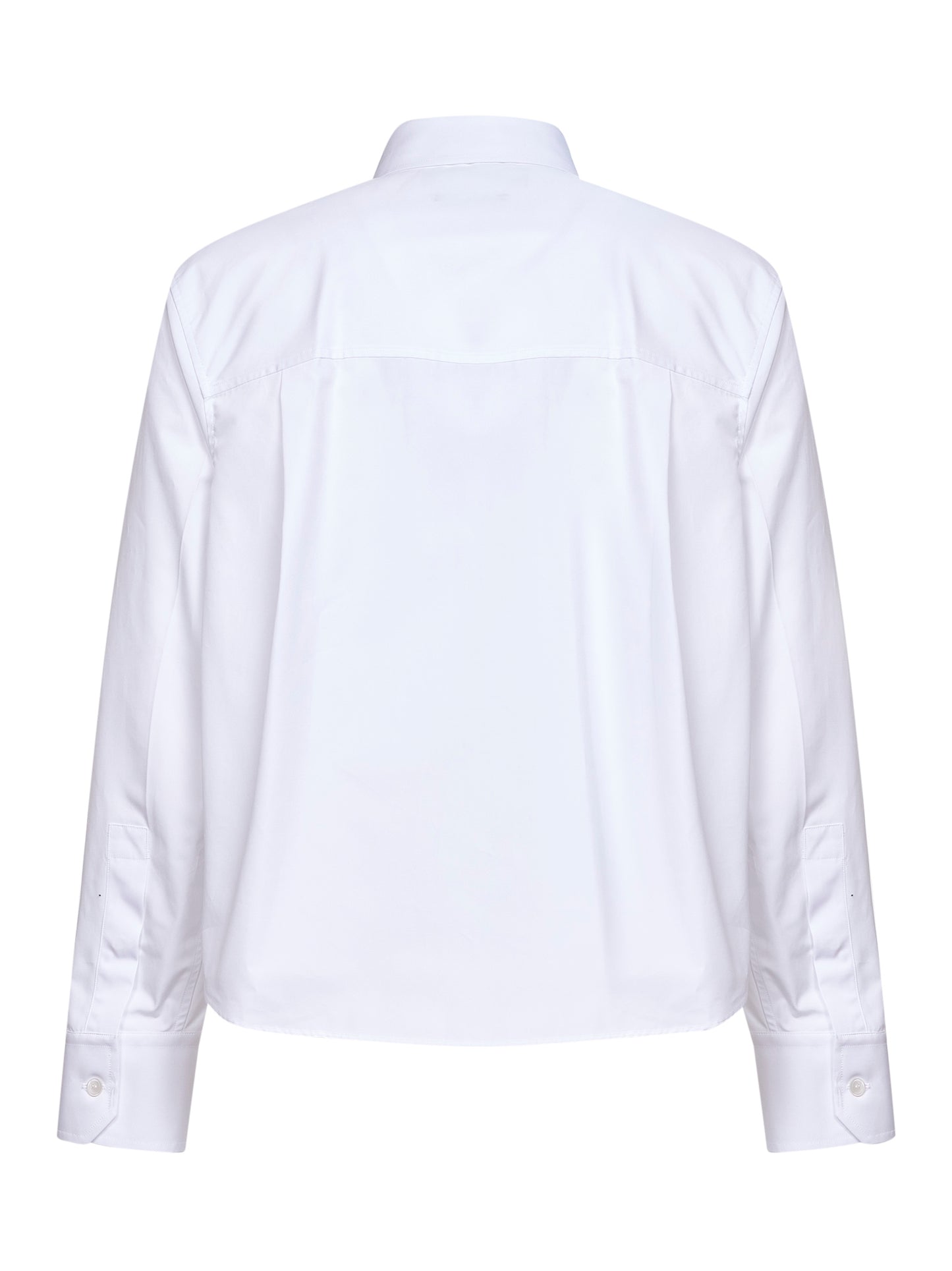 Camicia in popeline di cotone bianco con tasche applicate
