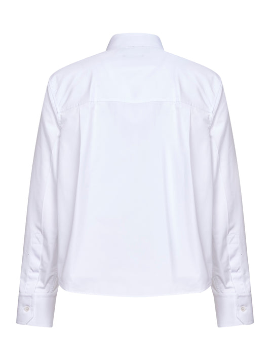 White cotton poplin shirt with patch pockets
