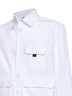 Camicia in popeline di cotone bianco con tasche applicate