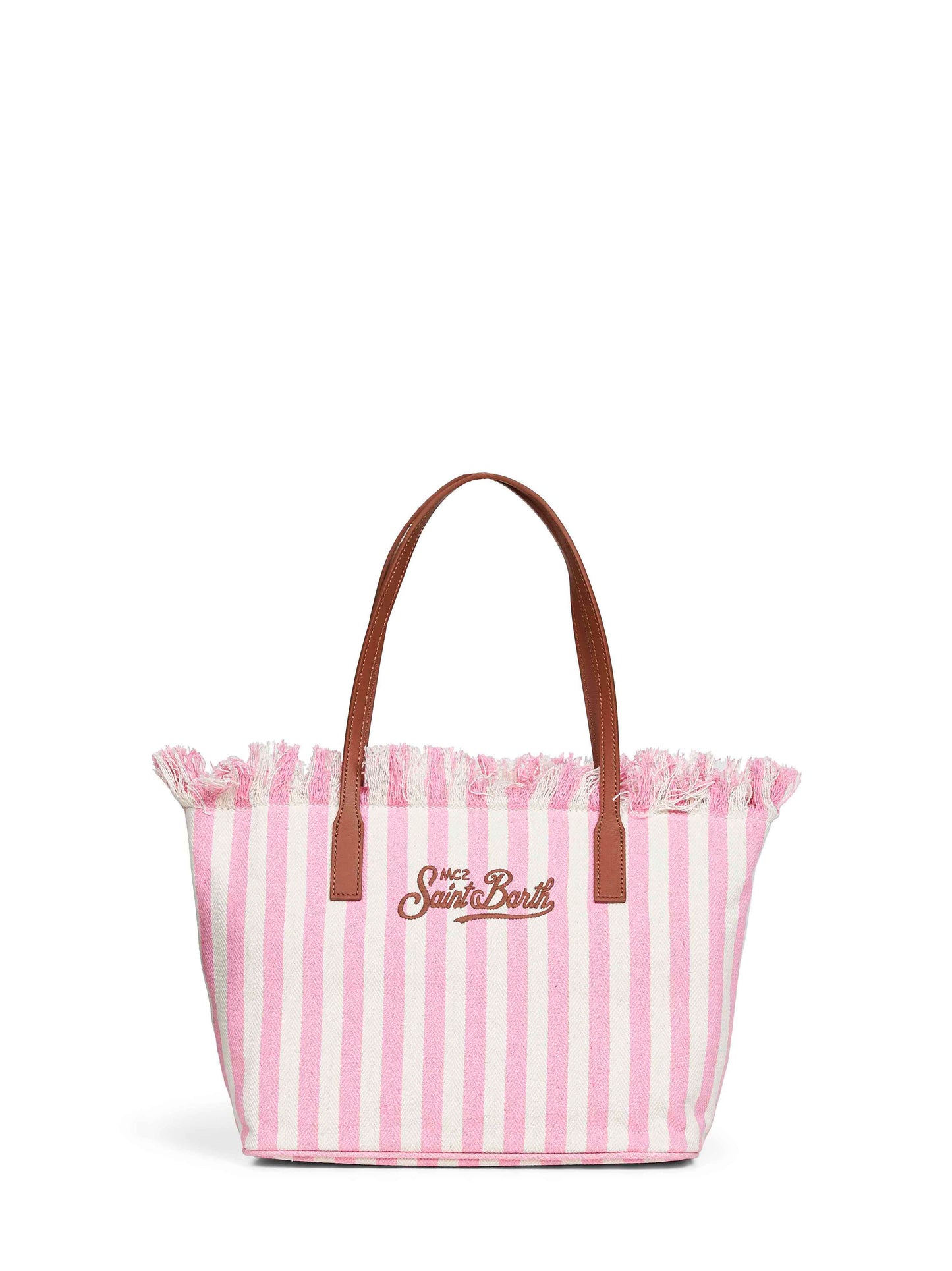 Borsa shopper City medium rosa e bianco