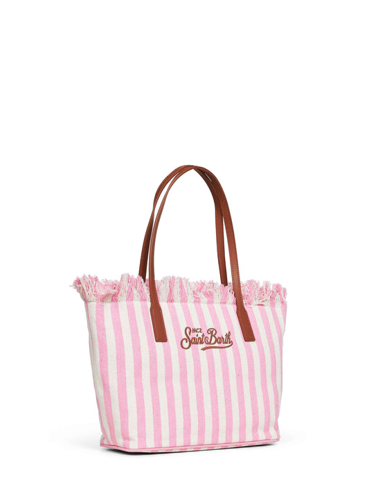 Borsa shopper City medium rosa e bianco