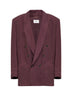 Aubergine silk habutai double-breasted blazer