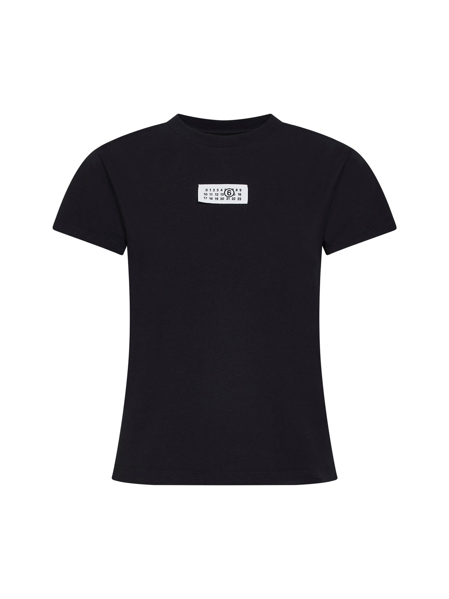 Black breathable cotton jersey numeric T-shirt
