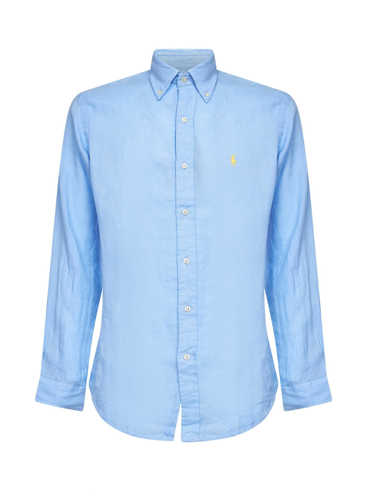 Camicia Custom-Fit in lino azzurro