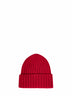 Berretto in maglia di lana a coste rossa con patch logo