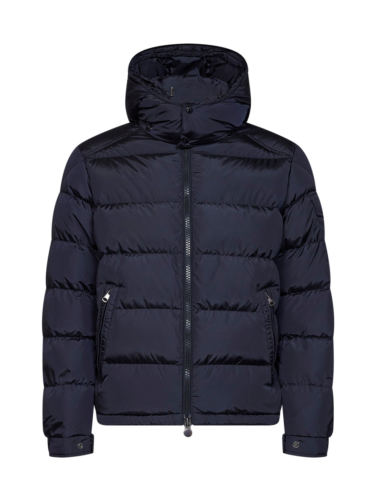 Piumino corto con cappuccio Moncler Maya opaco blu