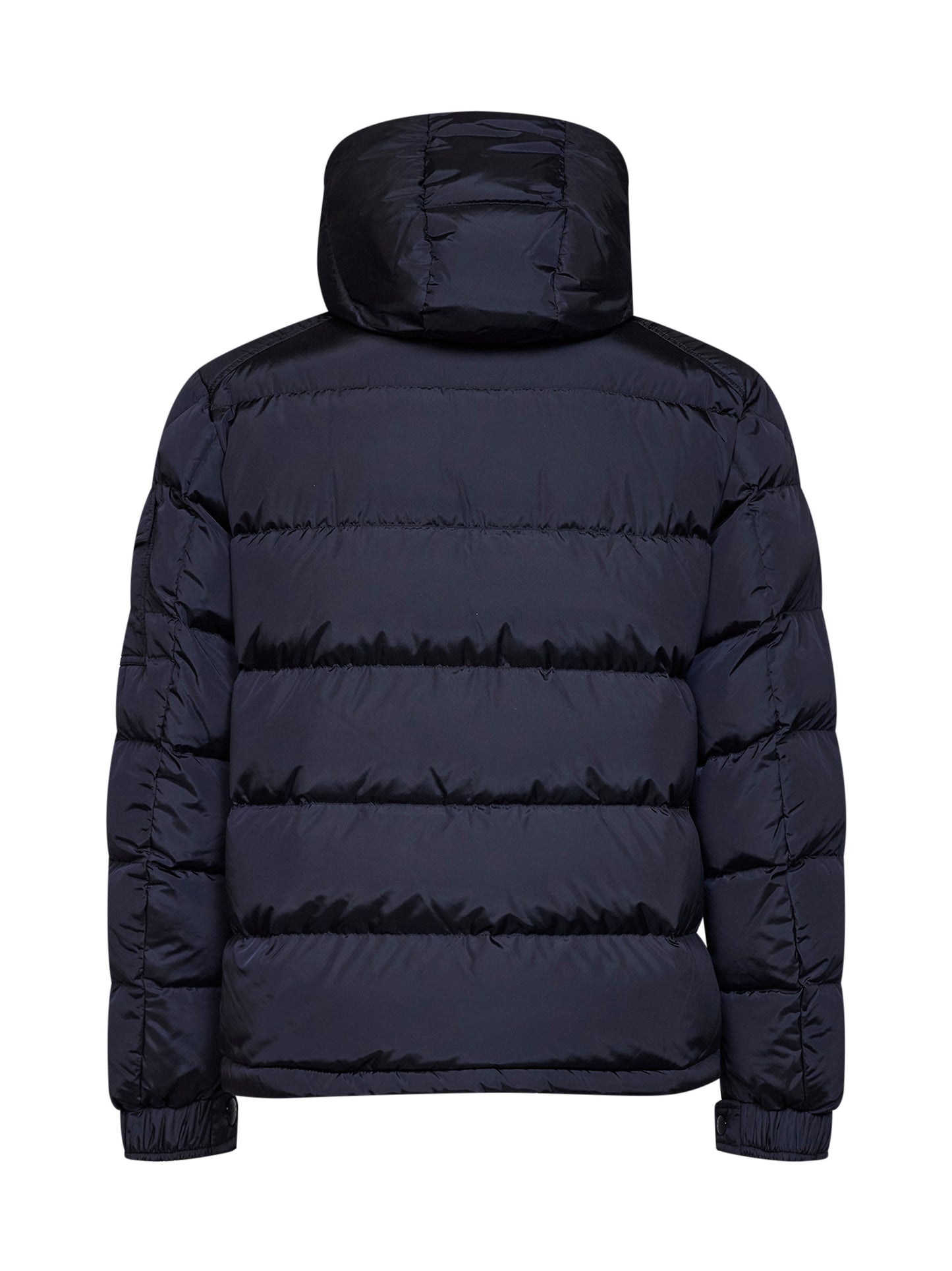 Piumino corto con cappuccio Moncler Maya opaco blu
