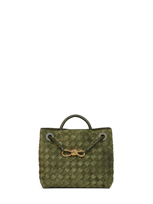 Green tweed Small Andiamo top handle bag