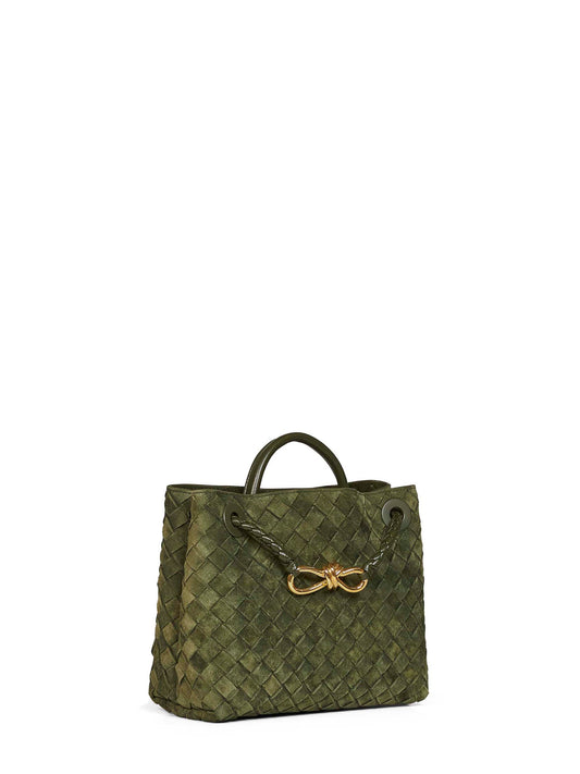 Green tweed Small Andiamo top handle bag