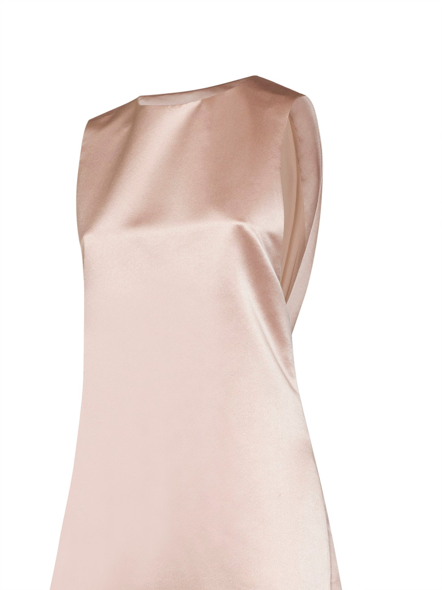 Champagne duchesse satin maxi dress with bow brooch