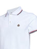 White cotton piqué polo shirt with tricolor trims