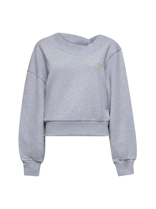 Felpa in cotone grigio con logo