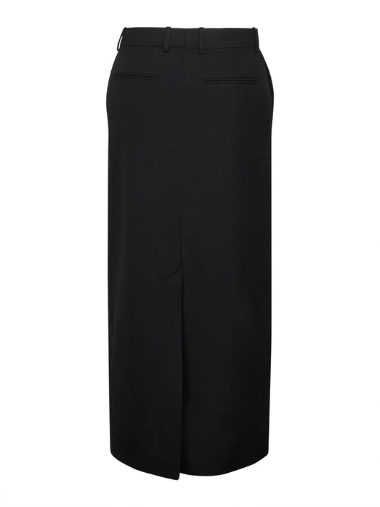 Black canvas low-waist straight long skirt
